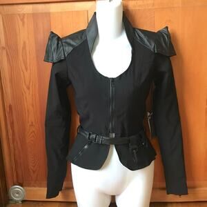 Vintage Lip Service Cyber Sniper Goth Punk Black Military Jacket XS